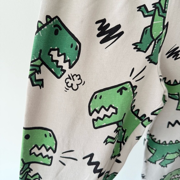 H&M Kids Dinosaur Print Joggers Green and Cream 6x - Picture 3 of 5